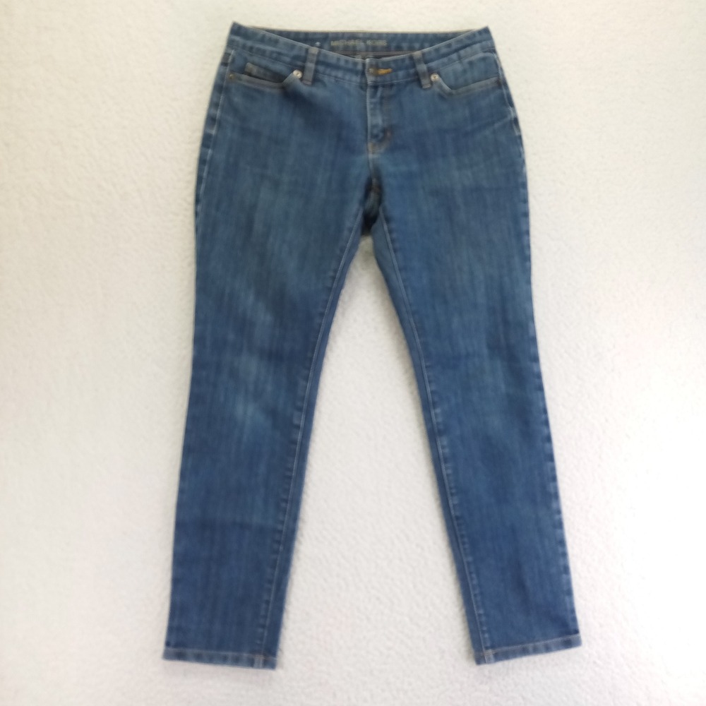 Michael Kors Womens 4P‎ Skinny Jeans Medium Wash Blue Denim Petite Mid Rise